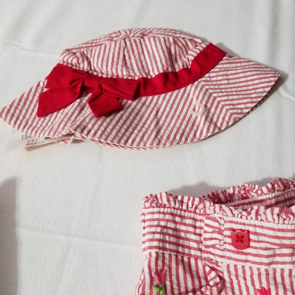 Gymboree Too Cute Tulip 0-3 Month NWT Hat & Shirt, USED pants set. - Picture 3 of 5